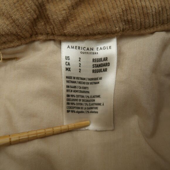 American Eagle Jeans Women's Size 2R Tan High-Rise Corduroy Kick Boot 31" Inseam - Picture 9 of 16